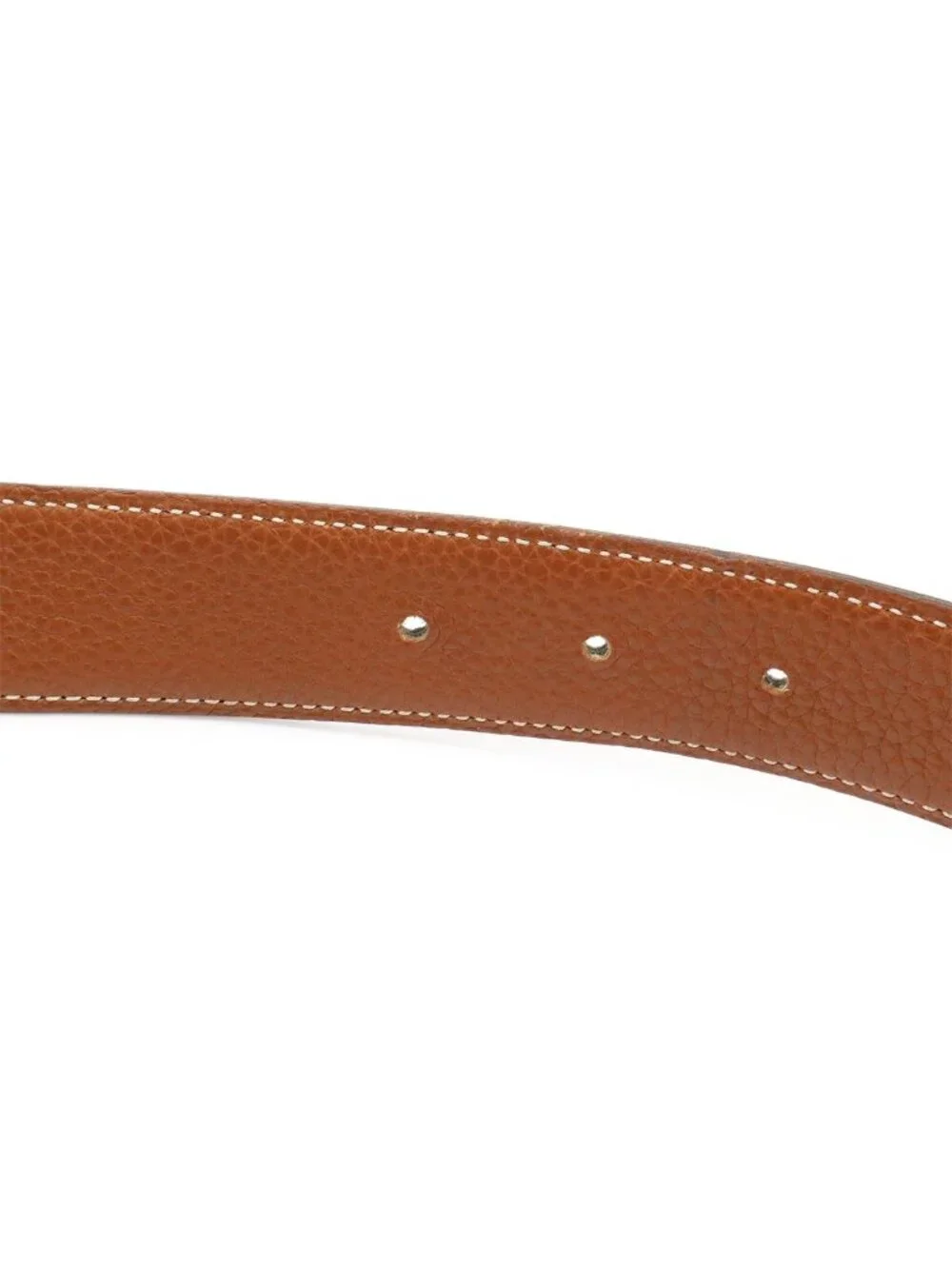 Hermes Evelyne Reversible Belt Logo Perforated Leather Black Silver 90